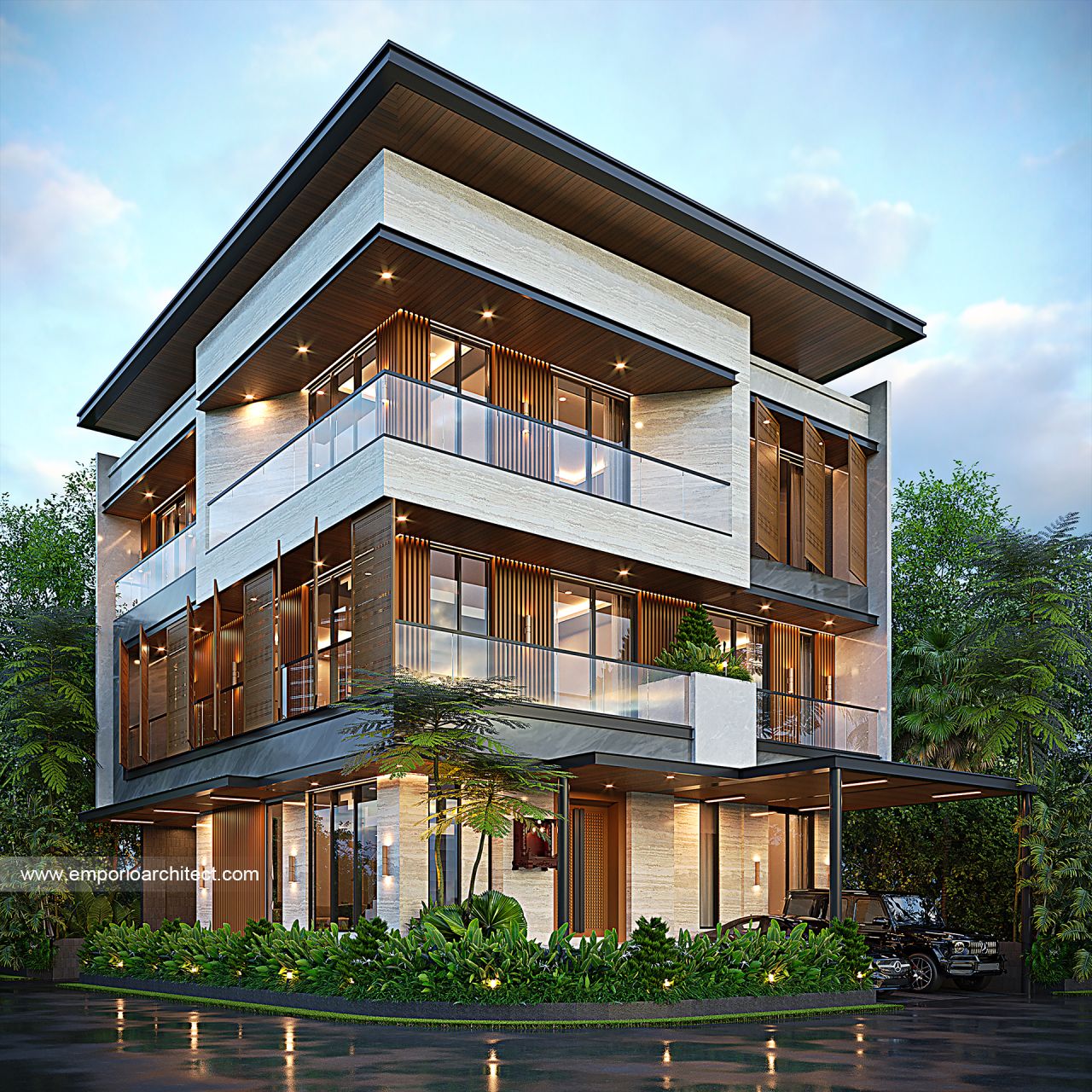 Gambar Desain Rumah Modern 3 Lantai Bapak HRS II di  Medan