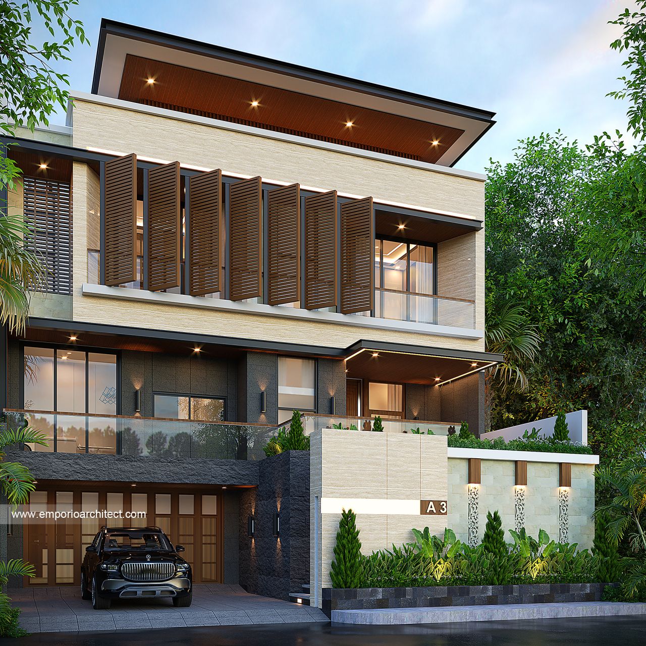 Gambar Desain Rumah Modern 3 Lantai Bapak BPW 1973 di  Bandung