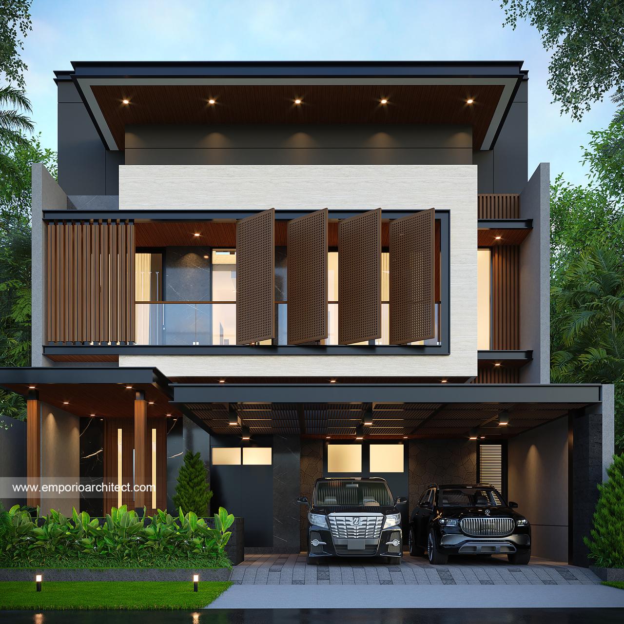 Gambar Desain Rumah Modern 3 Lantai Ibu ST (Prastria House) di  Mojokerto