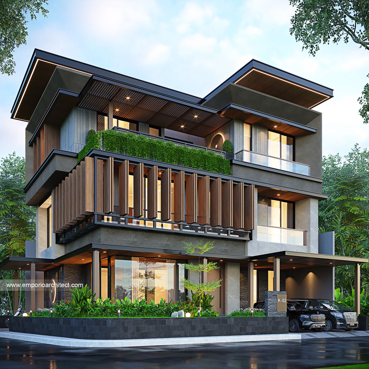 Gambar Desain Rumah Modern 3 Lantai Ibu FTR di  Tangerang Selatan