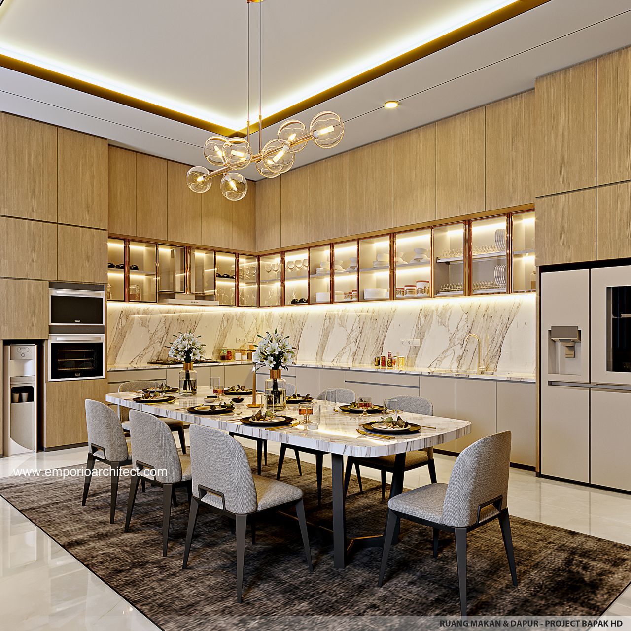 Desain Ruang Makan Dan Dapur Rumah Modern 4 Lantai Bapak HD Di Jakarta