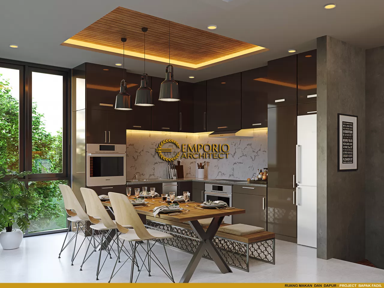 Desain Interior Ruang Makan Bergaya Modern-Industrial 