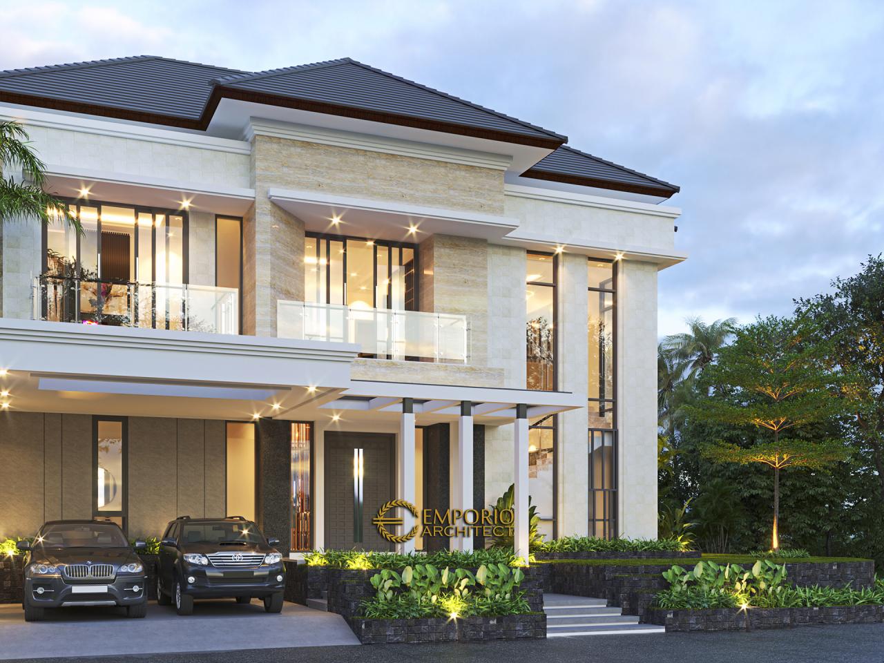 Desain Rumah Modern Klasik 2 Lantai Ibu Devi - Cibubur, Jawa Barat