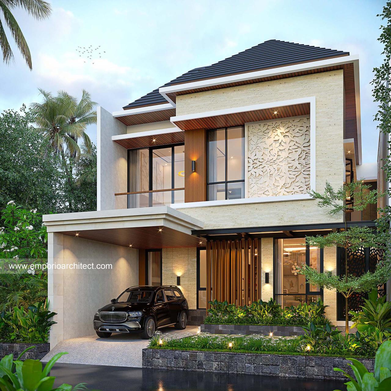 Desain Tampak Depan 2 Rumah Modern Villa Bali 2 Lantai Ibu YNN Di ...