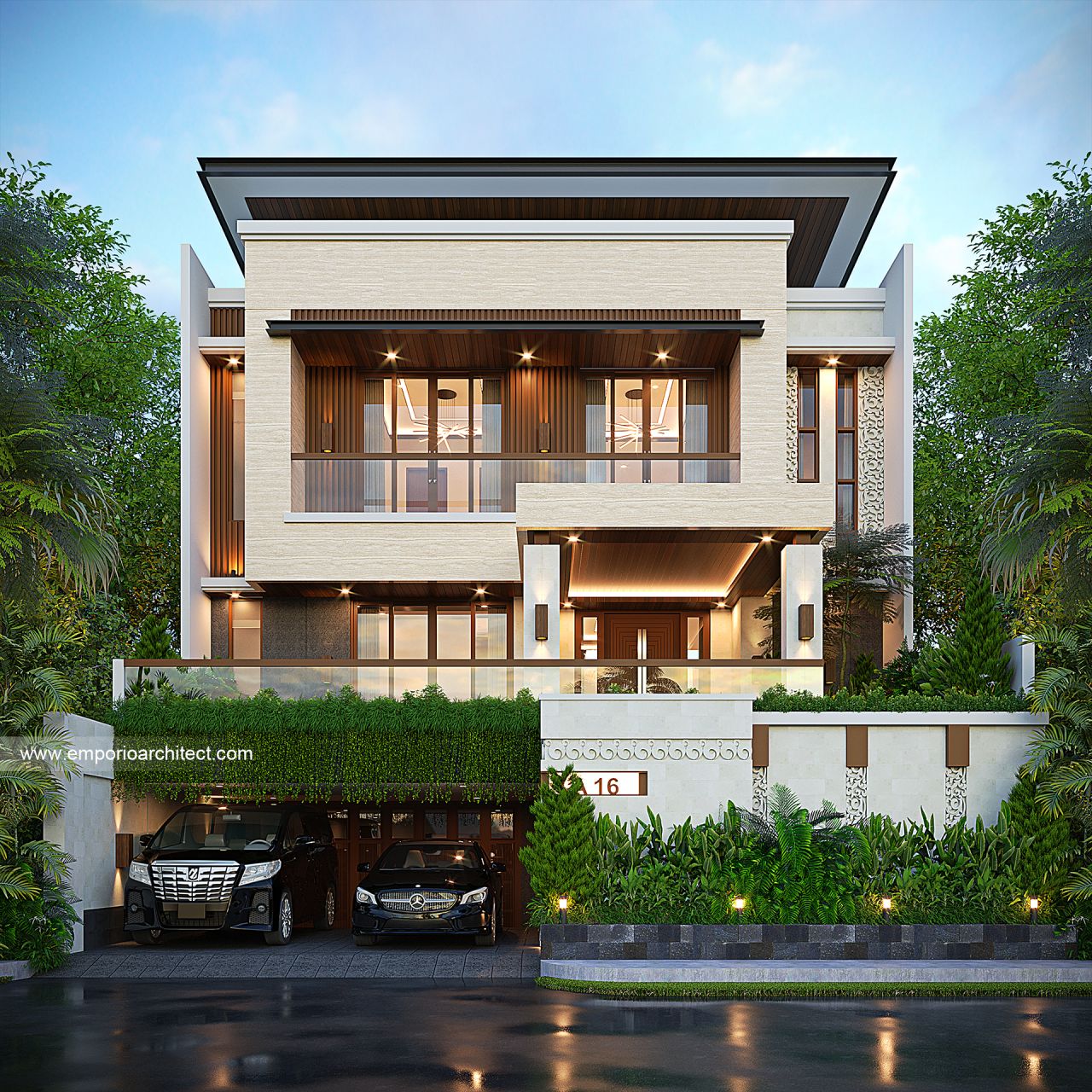 Gambar Desain Rumah Modern Villa Bali 3 Lantai Ibu NND di  Medan