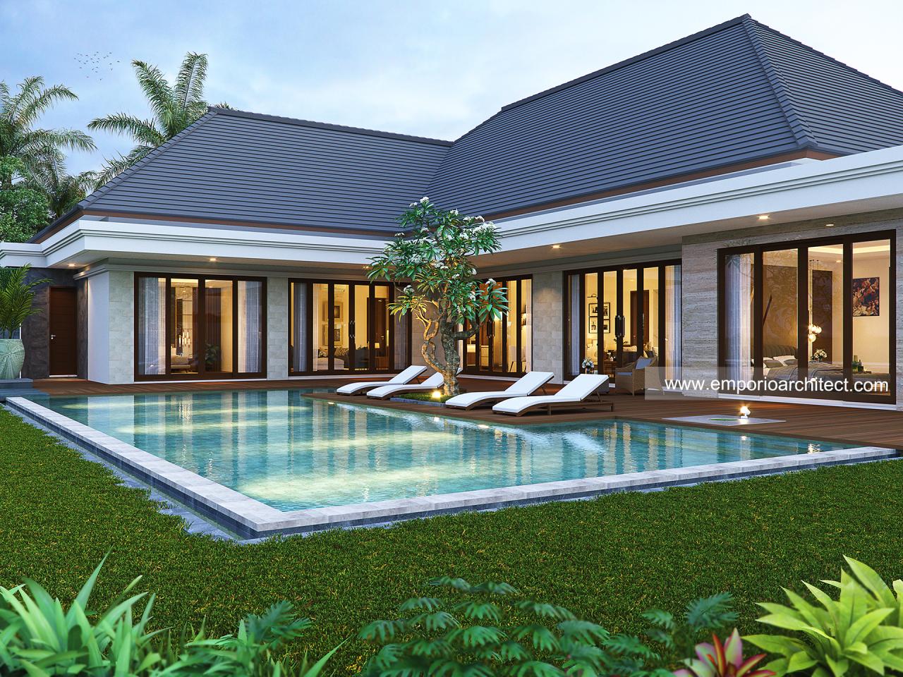 Desain Tampak Detail Belakang Rumah Villa Bali 1 Lantai Bapak Bny Di Gorontalo Exteriordesign