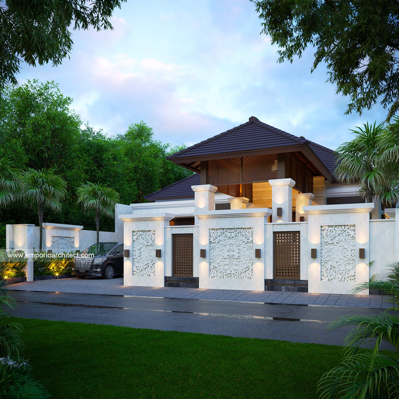 Desain Tampak Depan Dengan Pagar Rumah Villa Bali 1 Lantai Bapak YYK Di ...