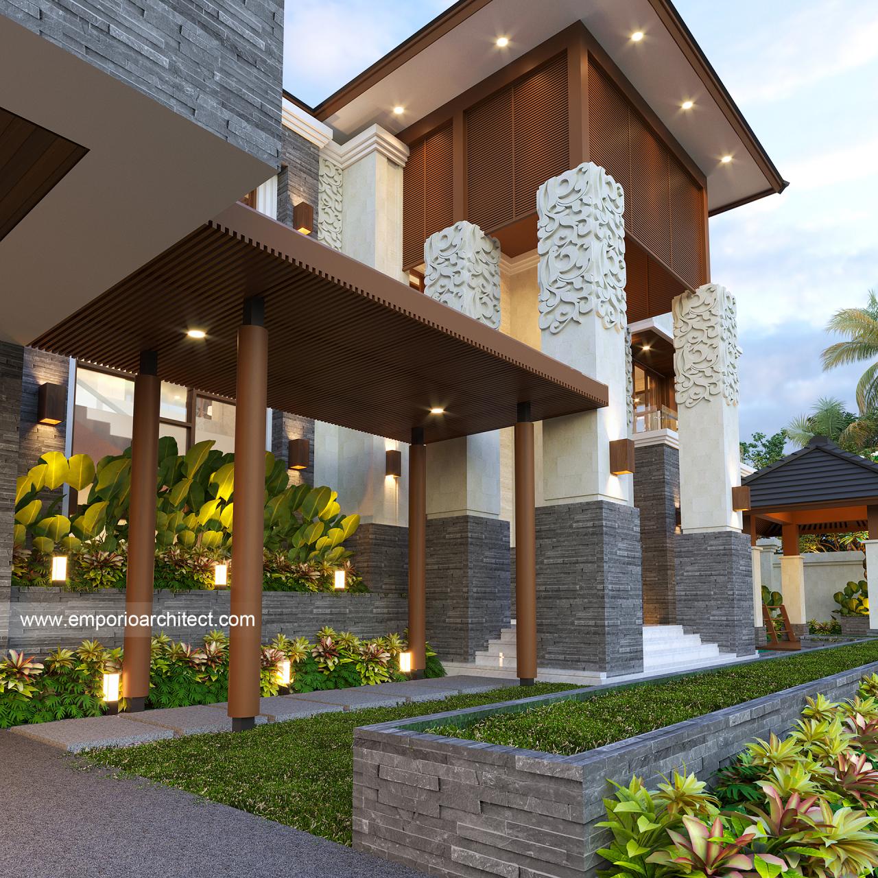 Desain Tampak Detail Depan Rumah Villa Bali 2 Lantai Bapak BKT Di ...