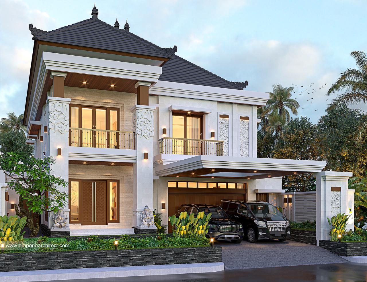 Desain Tampak Depan 2 Rumah Villa Bali 2 Lantai Ibu Mieke Di Badung ...