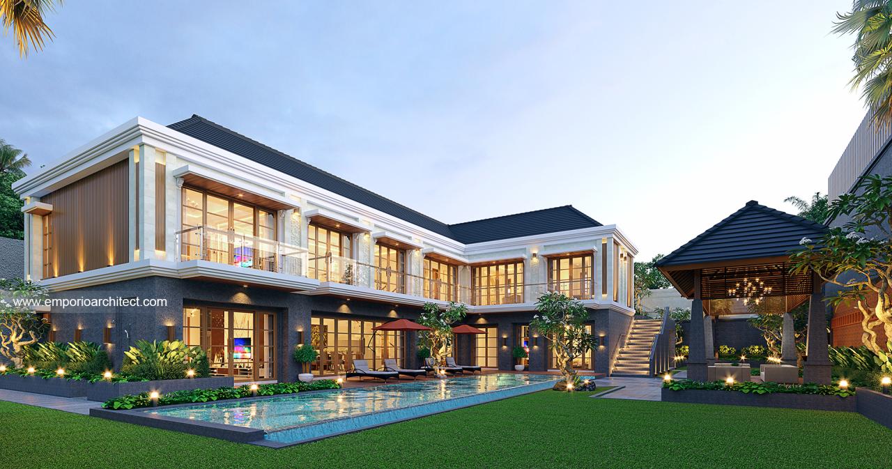 Desain Rumah Villa Bali 2 Lantai Bapak HNR 1271 di Palembangi