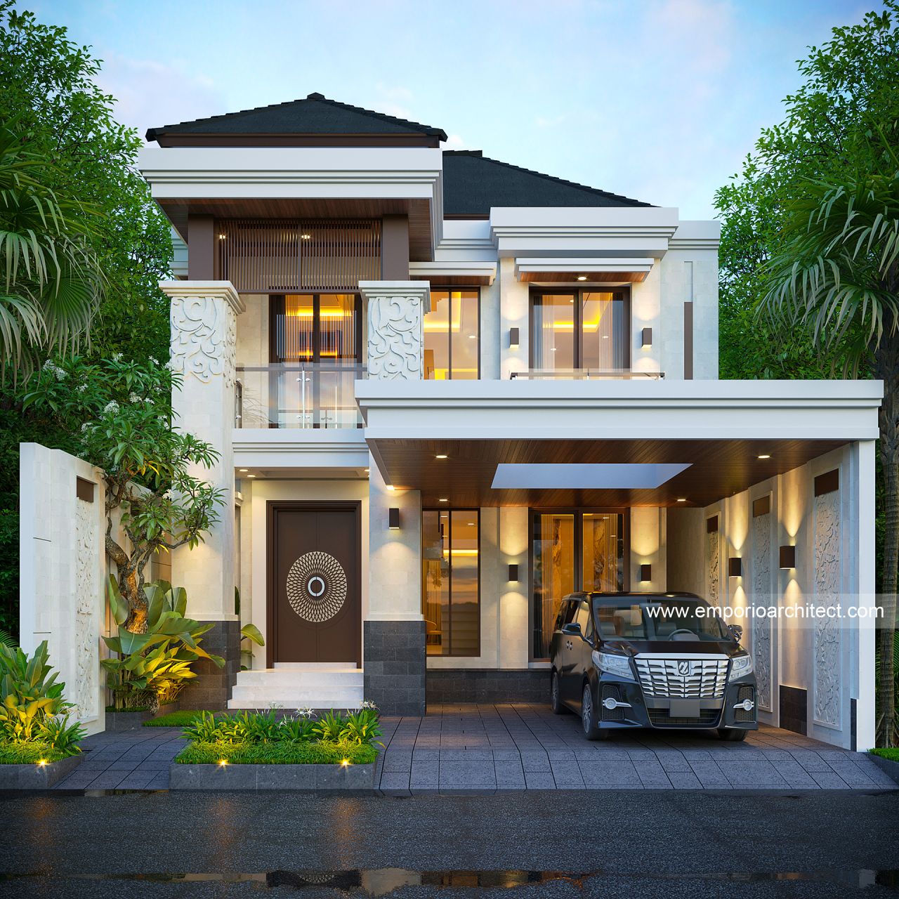 Gambar Desain Rumah Villa Bali 2 Lantai Bapak DDT 1701 di  Malang