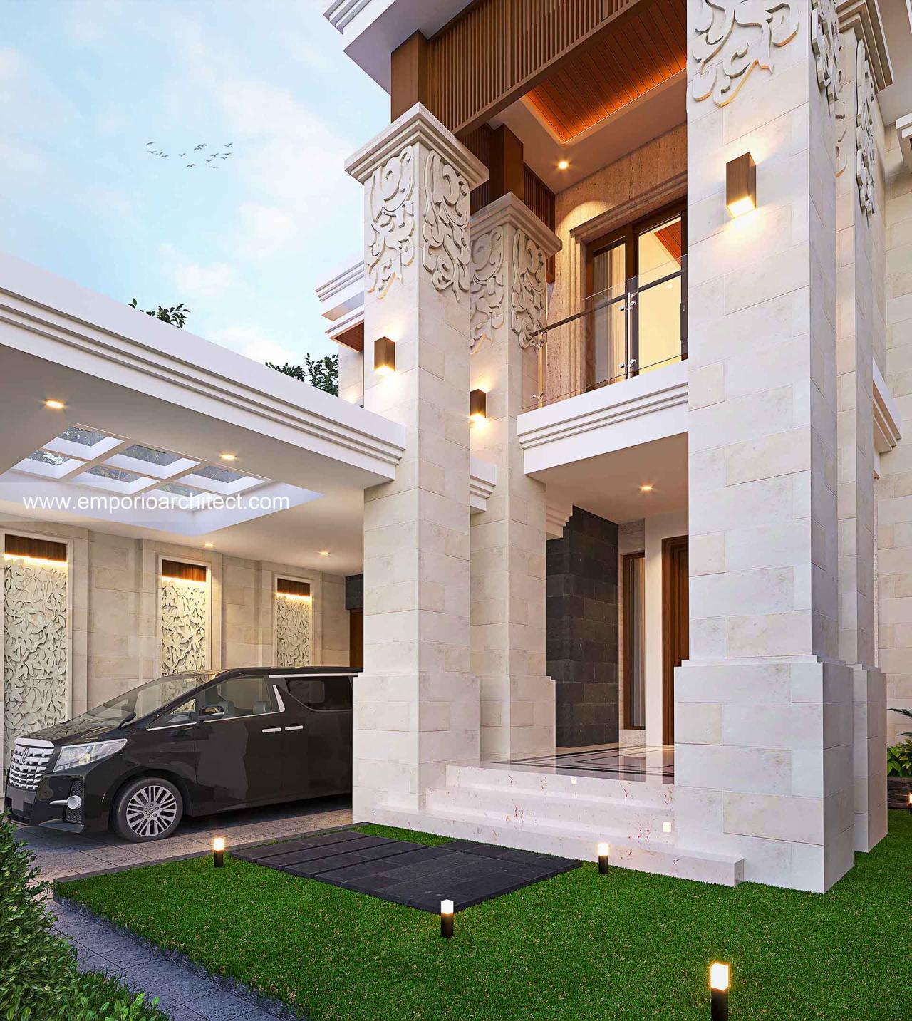 Desain Tampak Detail Depan Rumah Villa Bali Lantai Mr Ky Di Bali