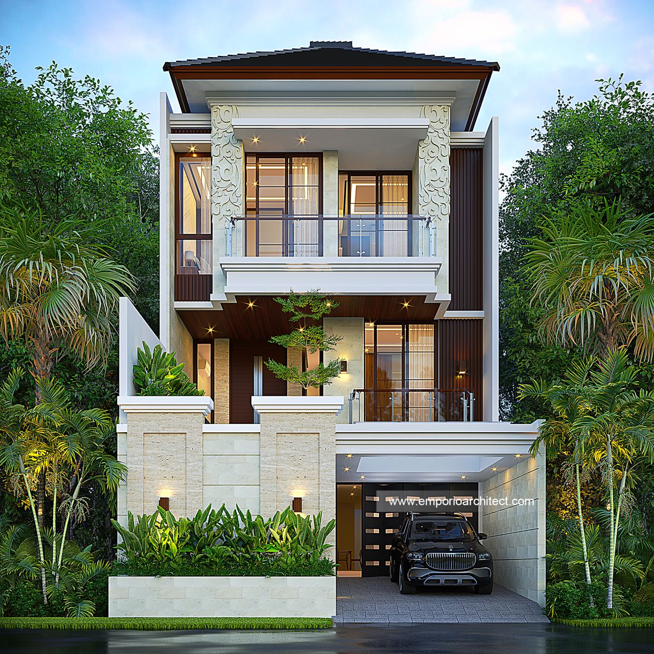 Desain Tampak Depan 3 Rumah Villa Bali 3 Lantai Bapak FRD Di Jakarta ...