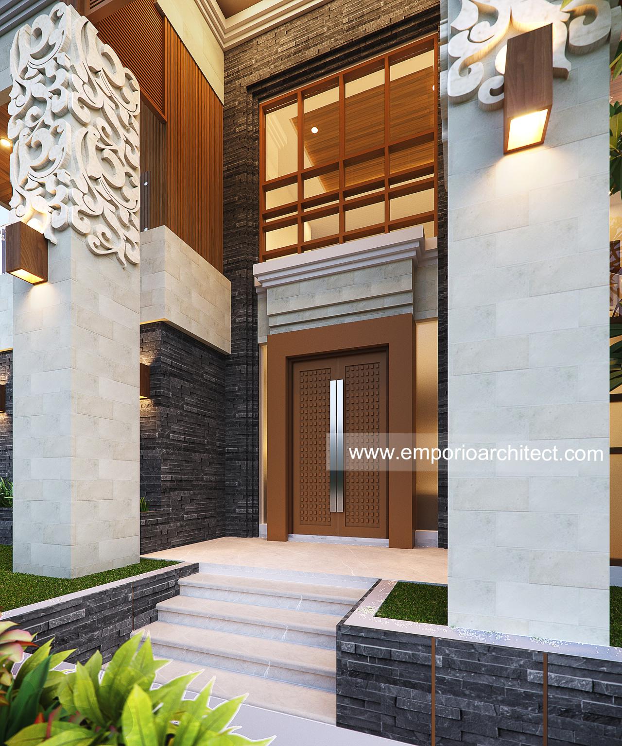 Desain Tampak Detail Depan Rumah Villa Bali 3 Lantai Bapak Nugroho Di