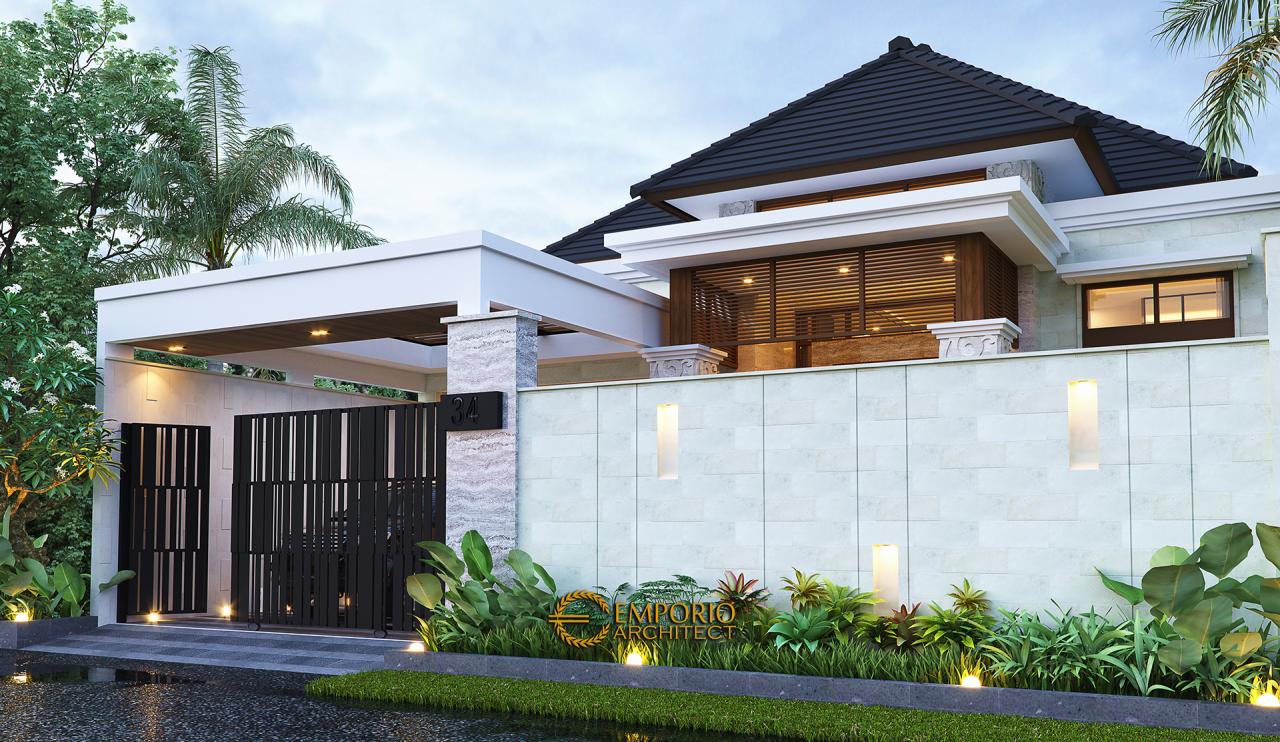 Desain Tampak Depan Dengan Pagar Rumah Villa Bali Modern 1 Lantai Bapak ...