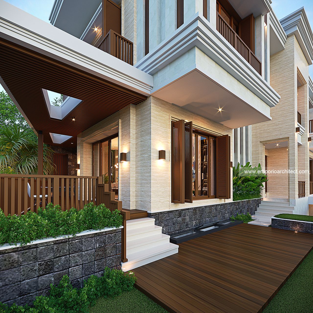 Desain Tampak Detail Hook Rumah Villa Bali Modern 4 Lantai Bapak AFS