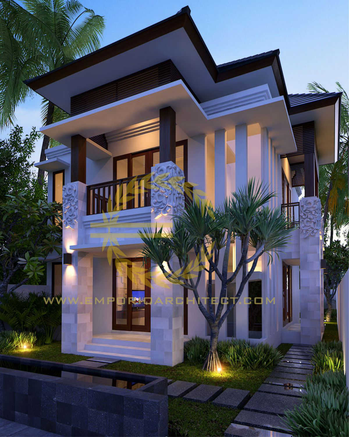 Desain Rumah Villa Bali 2 Lantai Ibu Yunita di Denpasar, Bali