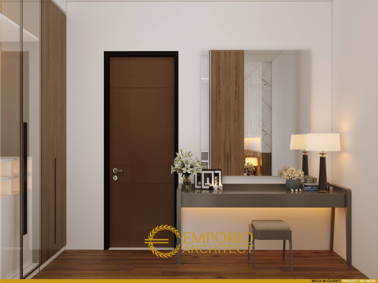 19.	Desain interior walk-in-closet pada rumah Ibu Indri di Bekasi, Jawa Barat