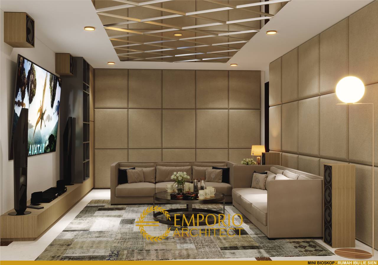 Desain interior home theatre pada rumah Ibu Lie Sien di Jakarta Barat