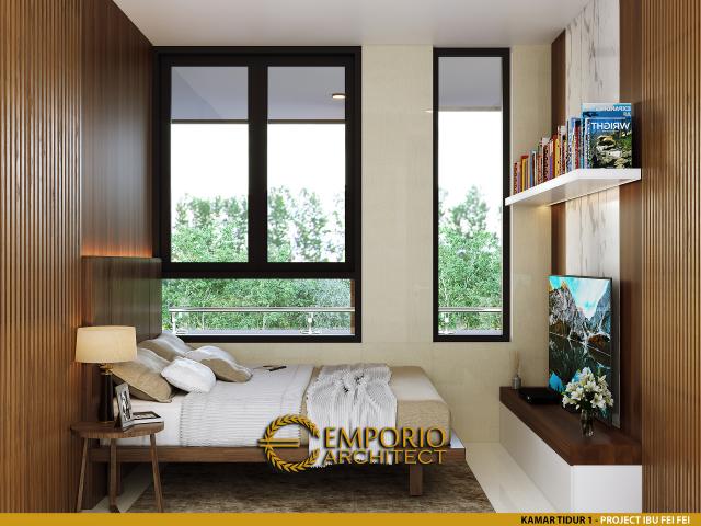 Desain Kamar Tidur 1 Apartemen Modern 3 Lantai Ibu Fei-Fei di Bandung, Jawa Barat