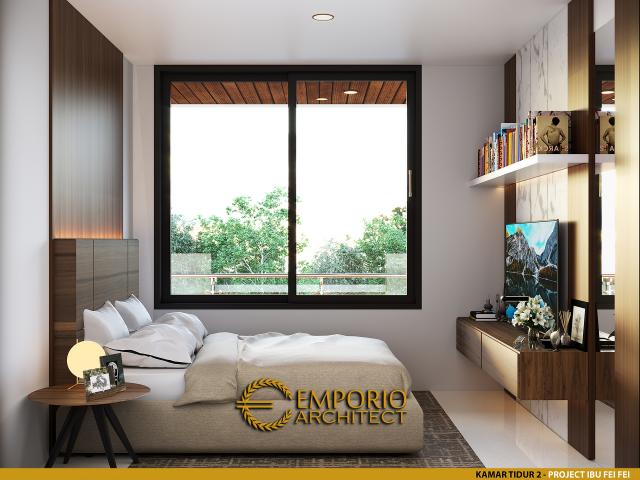 Desain Kamar Tidur 2 Apartemen Modern 3 Lantai Ibu Fei-Fei di Bandung, Jawa Barat