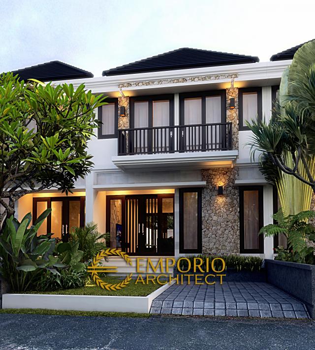 Desain Exterior 3 Awani Residence Style Villa Bali 2 Lantai di Bintaro, Jakarta