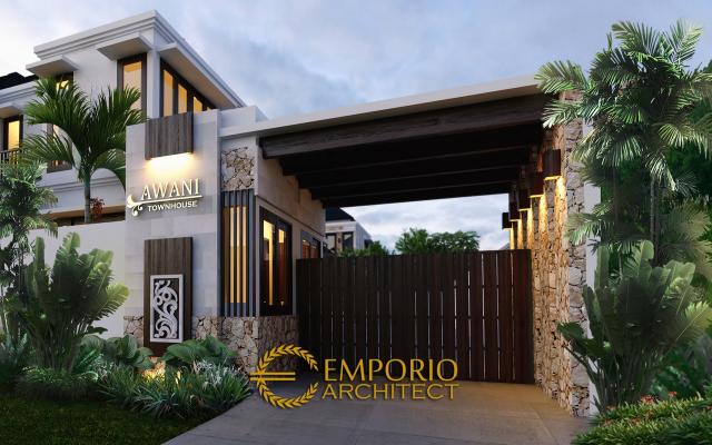 Desain Exterior 4 Awani Residence Style Villa Bali 2 Lantai di Bintaro, Jakarta