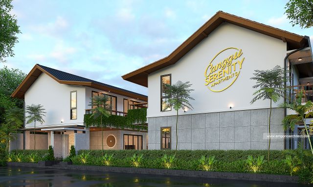 Desain Tampak Depan Bangunan Modern 3 Lantai Bapak ATN di Bali