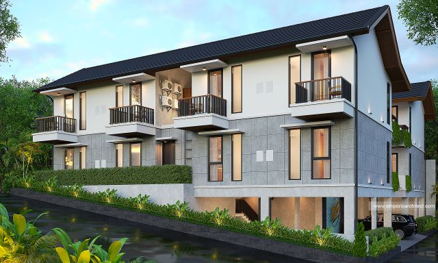 Desain Tampak Samping Bangunan Modern 3 Lantai Bapak ATN di Bali