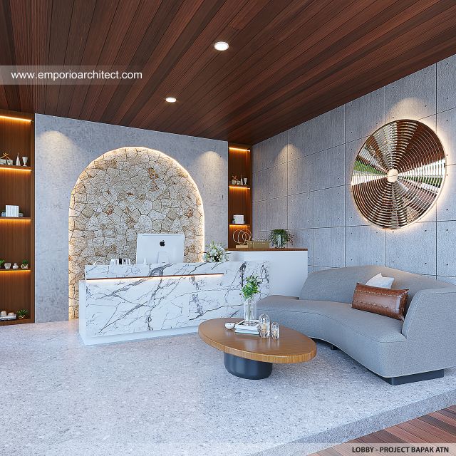 Desain Lobby Bangunan Modern 3 Lantai Bapak ATN di Bali