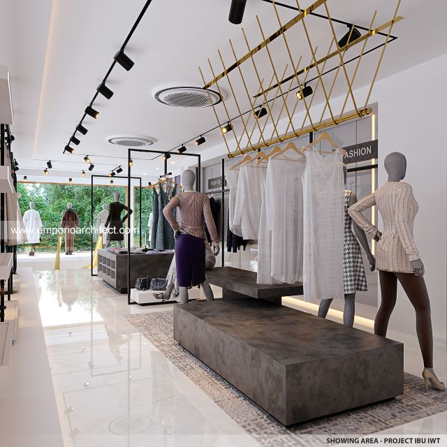 Desain Showing Area Butik Modern 4 Lantai Ibu IWT di Bali