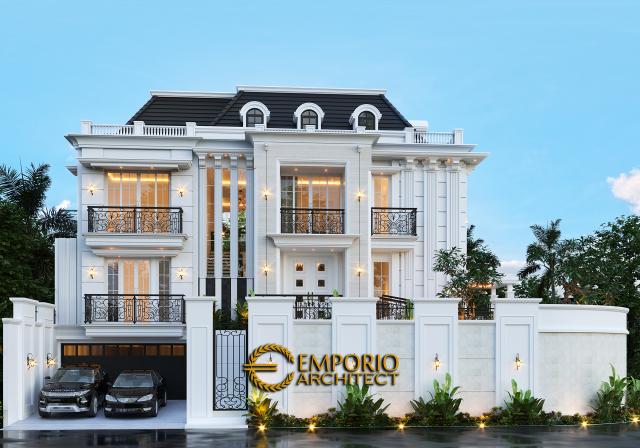 Desain Rumah Classic Modern 3.5 Lantai Ibu L di Banjarmasin, Kalimantan Selatan - Tampak Depan