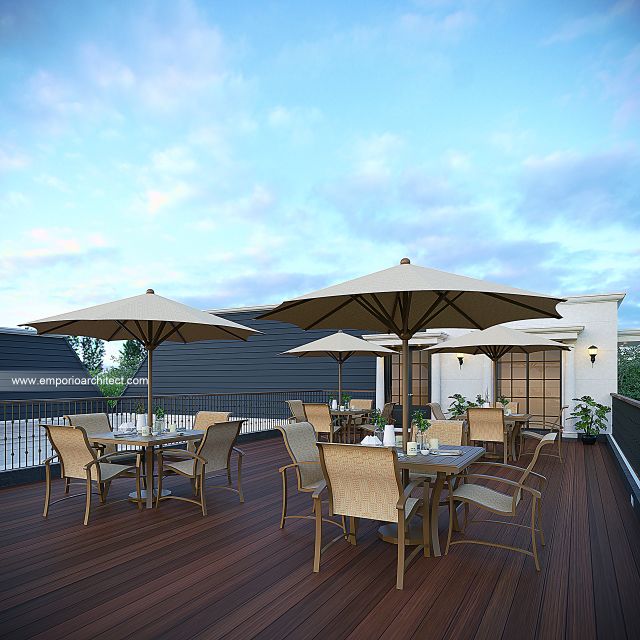 Desain Area Rooftop Grand Marina Club House Klasik 3 Lantai Bapak AD di Makassar