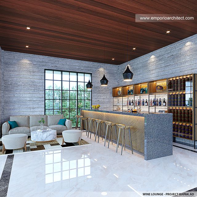 Desain Wine Lounge Grand Marina Club House Klasik 3 Lantai Bapak AD di Makassar