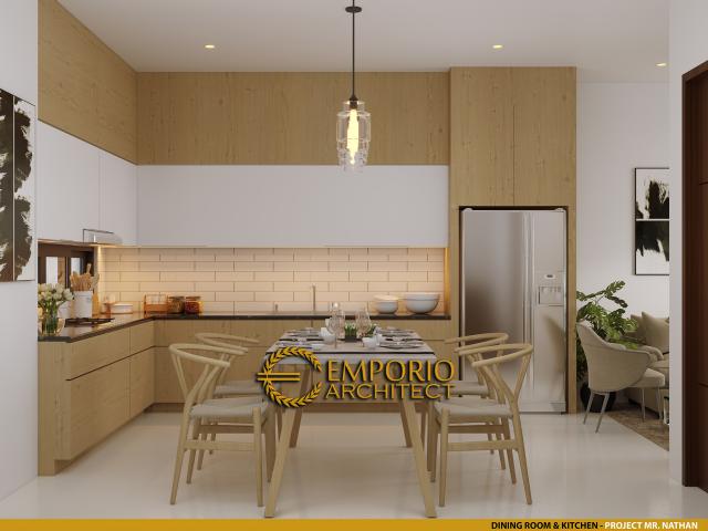 Desain Ruang Makan dan Dapur Cluster Modern 3 Lantai Royale Indah Kapuk Cengkareng di Jakarta Barat