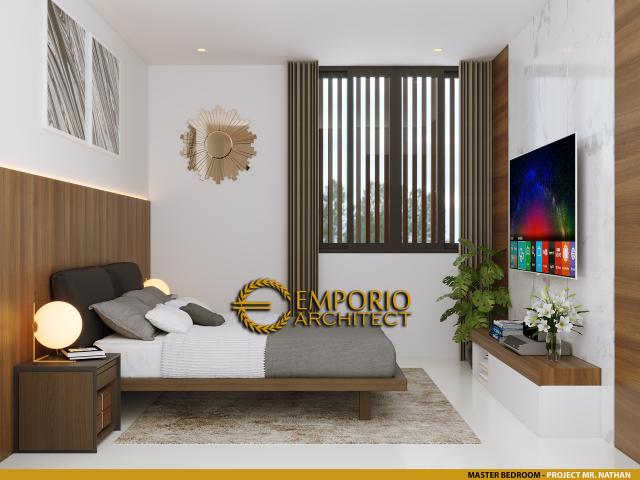 Desain Kamar Tidur Utama Cluster Modern 3 Lantai Royale Indah Kapuk Cengkareng di Jakarta Barat