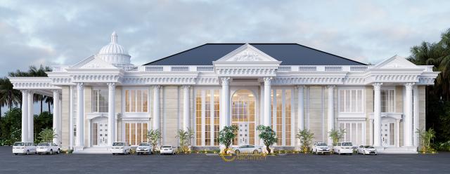 Desain Tampak Samping Kanan Convention Hall Classic 2 Lantai Bapak Yudi di Jambi