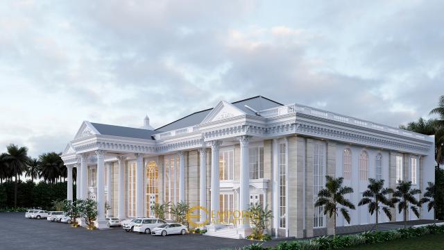 Desain Tampak Belakang Convention Hall Classic 2 Lantai Bapak Yudi di Jambi