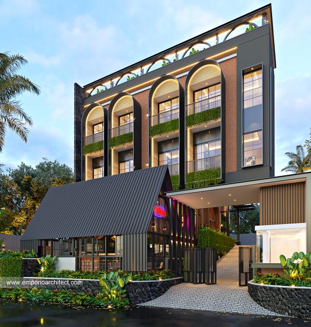 Gambar 1 Desain Hotel dan Kafe Modern 4 Lantai Ibu PKY 1399 di  Madiun, Jawa Timur