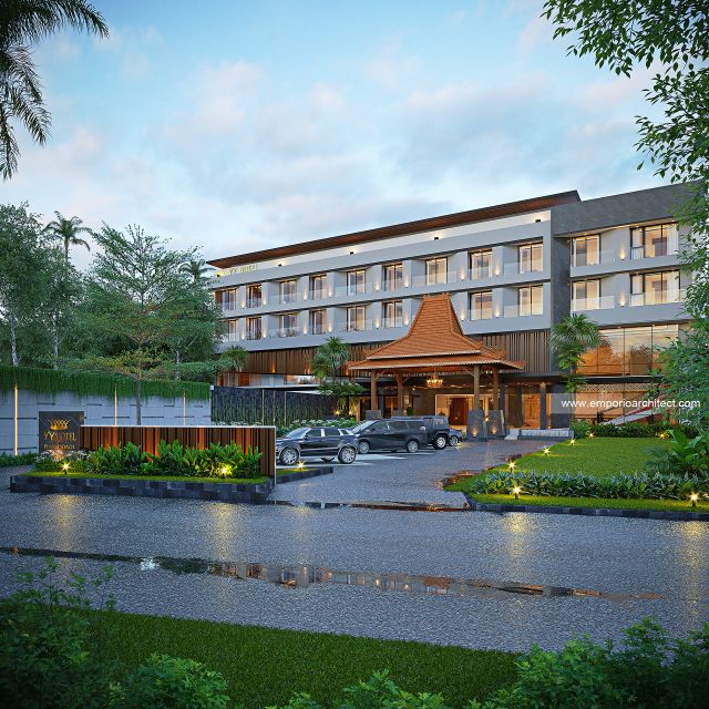 Gambar 1 Desain Hotel Modern Luxury Tropis 4 Lantai Bapak SNT 1896 di  Purwodadi, Grobogan, Jawa Tengah