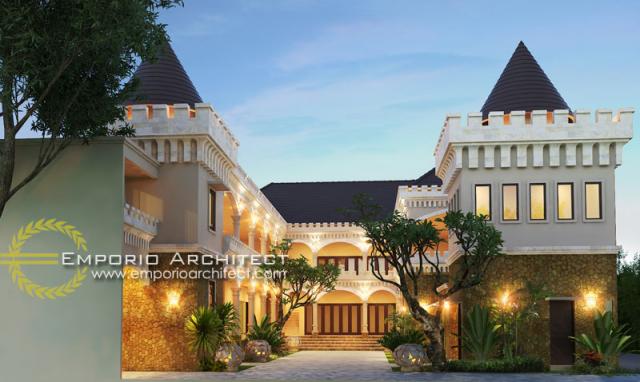 Desain Exterior Hotel Villa Bali 2 Lantai Bapak Yudi di Bali