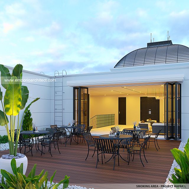 Desain Smoking Area Kantor Klasik 3 Lantai Bapak L di Sulawesi Tengah