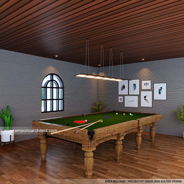 Desain Area Billiard Kantor Klasik 4.5 Lantai SJSU di Kendari, Sulawesi Tenggara