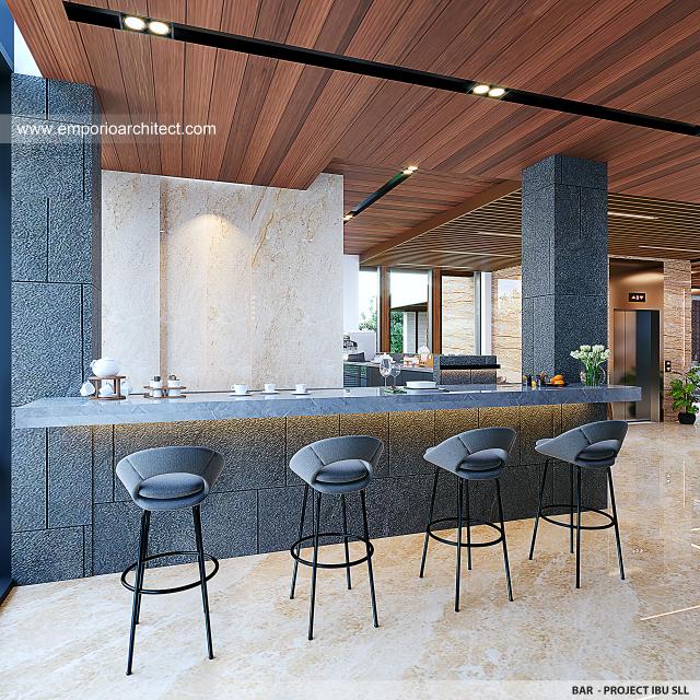 Desain Bar Kantor Modern 4 Lantai Ibu SLL di Jakarta