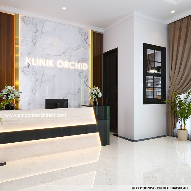 Desain Receptionist Klinik Orchid Klasik 2 Lantai Bapak AO di Malang