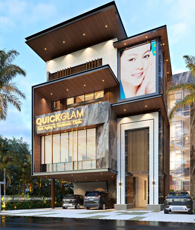 Desain Klinik Kecantikan Quick Glam Modern 4 Lantai Ibu IRW di Jakarta - Tampak Depan