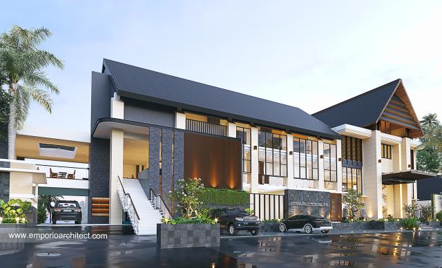 Desain Tampak Depan Kiri Lobby Lapaggalung Petta PajJawae Villa Bapak Andi Entong di Makassar, Sulawesi Selatan