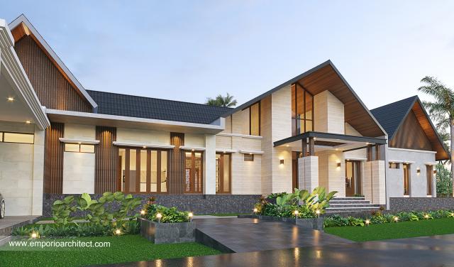 Desain Tampak Detail Depan Private Villa Lapaggalung Petta PajJawae Villa Bapak Andi Entong di Makassar, Sulawesi Selatan