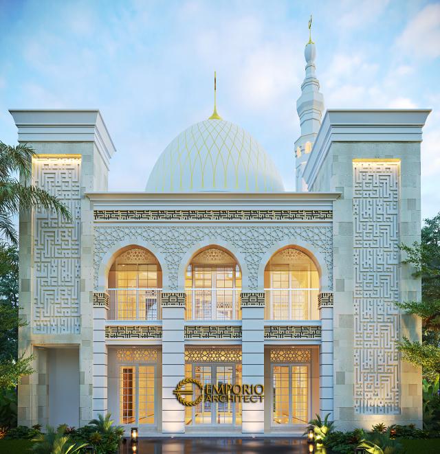 Desain Tampak Samping Masjid Classic 2 Lantai Riyadhuul Ulum di Jakarta