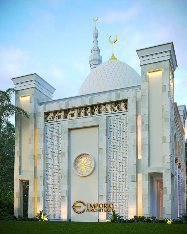 Desain Tampak Belakang Masjid Classic 2 Lantai Riyadhuul Ulum di Jakarta